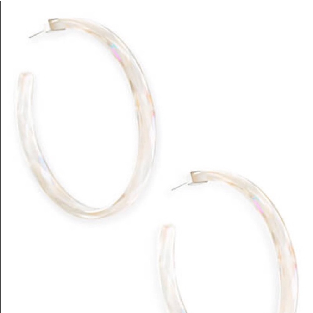 Kendra Scott Kash Hoops in white iridescent